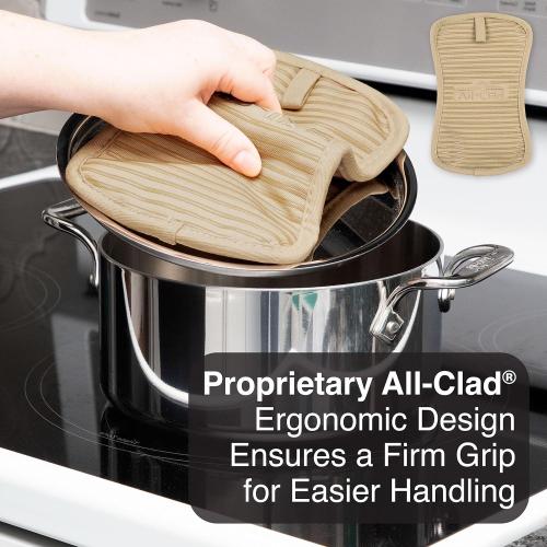 2packs All-Clad Premium Pot Holder & Hot Pad: Heat Resistant to 500 Degrees - 100% Cotton, 10x6.25 Hot Pad for Kitchen and Barbeque, (1-Pack), Cappuccino