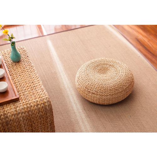 Straw Flat Seat Cushion, Handmade Floor Pouf Mat, Ottoman Footstool for Meditation, Zen, Yoga Practice or Buddha (15.7 Dia. x 6.3 H)