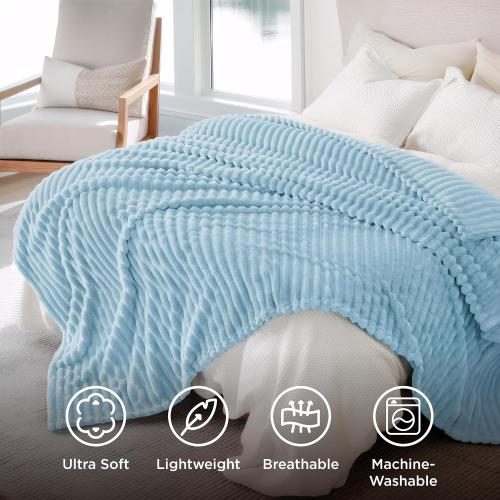 ‼️MAY HAVE MISSING ITEMS OR STAINS ‼️Bedsure Soft Full Size Fleece Blankets for Bed Light Blue 84x90 | Birthday Gifts for Women Mom Her, Warm Lightweight Cozy Fluffy Throw Blanket Sofa, Dorm Room Home Decor, Machine Washable