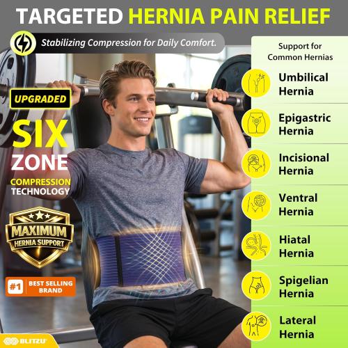 BLITZU Umbilical Hernia Belt for Men Women. Abdominal Binder Support Truss