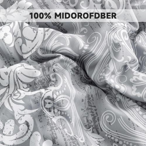 Grey Comforter  Damask Texture Gray Bed in a Bag Microfiber Boho Comforter