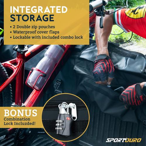 Tailgate Bike Pads for Truck - 5-Bike Rack for Truck Tailgate Pad with PVC Top, Flannel Bottom, Zipper Pockets, Secure Combo Lockable Tailgate Covers for Trucks - Bike Blanket Tailgate by SPORTOURO