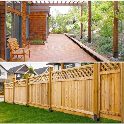 Heavy Duty Stainless Steels U-Shape Wet Concrete Fence Wood Post Holder 4x4 (Actual 3.5 x3.5) Base Anchor Bracket Metal Hardware with Air Flow Channel for Terrace, Fences, Gazebo, 4Pack