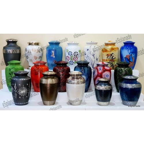 eSplanade Metal Cremation Urn Memorial Jar Pot Container | Full Size Urn for Funeral Ashes Burial | Butterfly Print | Blue - 10 Inches