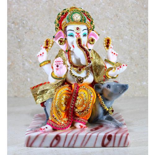 Size 11 eSplanade Resin Ganesha Ganesh Murti Idol Statue Sculpture - 11 Inches - Multi-Colour