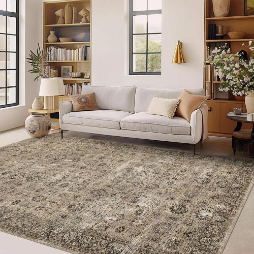 8x10  Washable Area Rugs color brown greyish