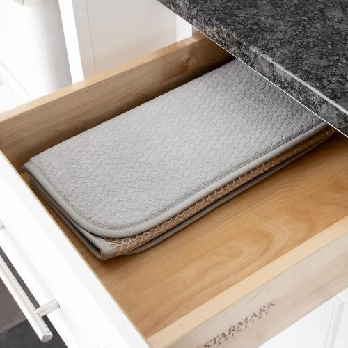 All-Clad Premium Reversible Dish Drying Mat for Kitchen: 16 x 28 Ultra-Absorbent, Long-Lasting, No Condensation, and Oversized for Large Pots and Pans - 3 Pack, Titanium