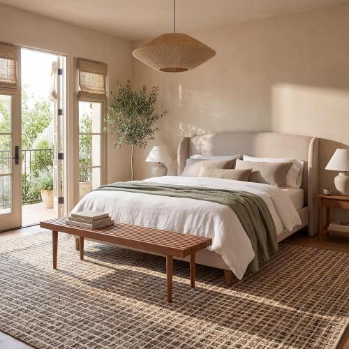 Rugs USA Melrose Brown/Ivory, 7'6 x 9'6, Handmade, Wool & Cotton, Soft and Cozy, High Traffic, Stain Resistant, Easy Clean, Durable Area Rug for Bedroom, Living Room, Dining Space, Den, Entryway