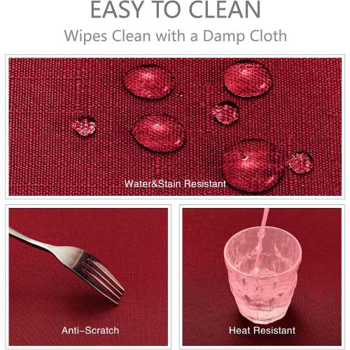Rectangle Tablecloth Waterproof 52x70 inch Linen Textured Table Cloth Stain and Wrinkle Resistant Washable, Decorative Fabric Table Cover for Dining, Party and Camping, Red