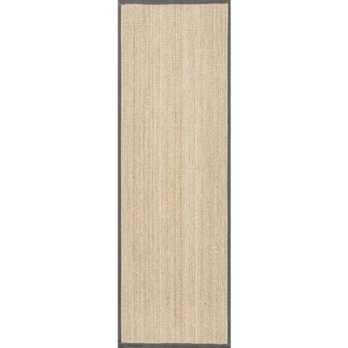 nuLOOM 2x8 Elijah Seagrass Area Rug, Dark Grey, Solid Farmhouse Style, Cotton Bordered, Basketweave, Natural Fiber, For Bedroom, Dining Room, Living Room, Hallway, Office, Kitchen, Entryway