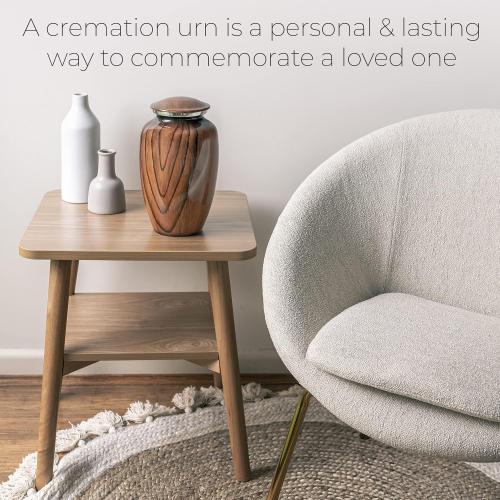 Aubree Woodgrain Aluminum Urns for Adult Male. Cremation urns for Human Ashes Adult Female. Decorative Wood urns for Human Ashes by Restaall