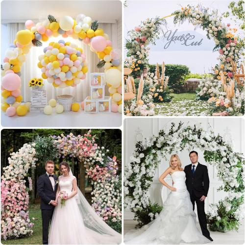 Fomcet 7.2FT Round Backdrop Stand Gold Metal Circle Balloon Arch Frame Large Wedding Arch Stand for Birthday Party Anniversary Valentine Wedding Ceremony Decorations