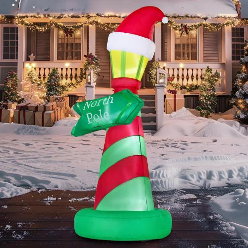 JOYIN 6ft Tall Christmas North Pole Sign Inflatable Outdoor Decoration, Blow up North Pole Sign Christmas Inflatable Decor with Build-in LEDs for Xmas Party Outdoor Yard Lawn Garden Decorations