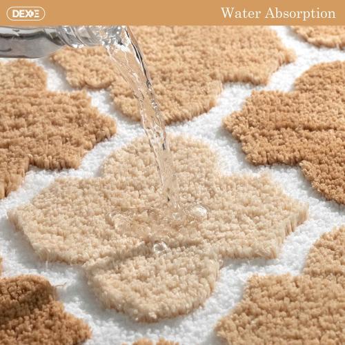 DEXDE Bathroom Rug Runner Non-Slip, Extra Absorbent Shaggy Large Bath Mat, Machine Washable Long Shower Rug for Bathroom Bedroom Hallway, 20 x 47 Beige