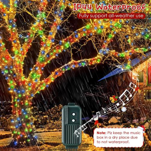 Enhon 300 Bulbs Musical Christmas Lights, Christmas Xmas Tree Music Lights with 25 Classical Holiday Songs, 7 Function Mode, Adjustable Volume and Mute, Green Wire for Xmas Tree (4 Color)