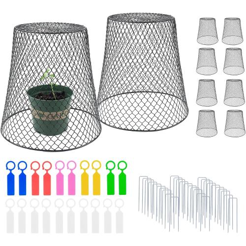 Anothera 10Pcs Chicken Wire Cloche Plant Covers, 9.2×9.2 Inches Plant Protectors from Animals, Metal Garden Plant Cages for Outdoor Plants, Keep Rabbits, Squirrels, Birds Out