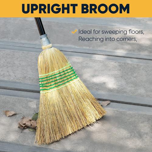 Yocada Heavy-Duty Corn Broom Commercial Indoor Outdoor Broom 59.8 inch Tall for Courtyard Garage Lobby Mall Market Floor Home Office Leaves Stone Dust Rubbish