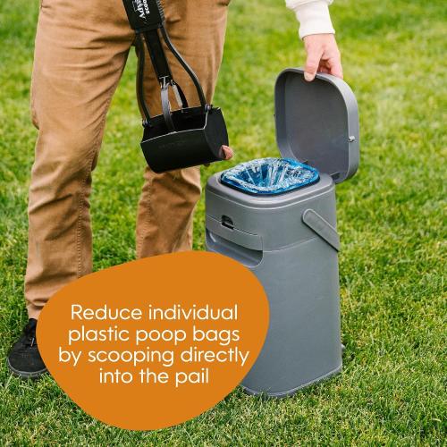 Pet Genie Pail | Dog Waste Disposal System for Outdoor and Indoor Odor Control | Dog Poop Trash can | Includes 1 Square Refill Bag That Lasts up to 2 Months