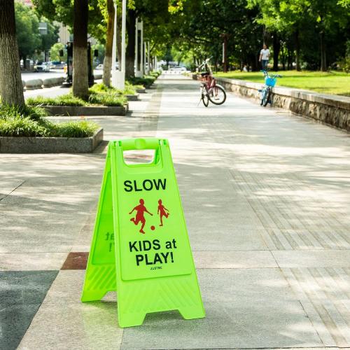 Slow Children Playing Sign For Street, Caution Kids At Play Safety Sign, Down crossing traffic signs outdoor (3 Pack)