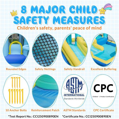Bounce House, 8-in-1 Gameplay Mode Inflatable Bounce House for Kids, Sturdy and Durable Bouncy House with Blower, Family Backyard Bouncy Castle with Slide for Indoor Outdoor