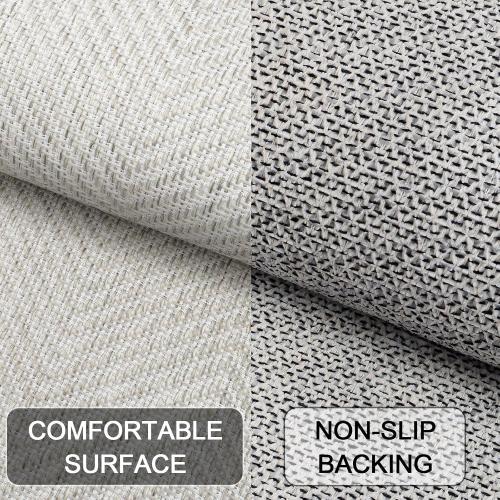 Ultra Thin Indoor Door Mat 24x36, Washable Door Mat Indoor Entrance, Non Slip Rubber Backing Doormat Low-Profile Inside Entryway Mat, Unique Herringbone Design Entry Mat, Khaki (FOLD)