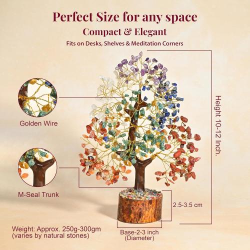 Crocon® 7 Chakra Crystal Tree of Life, Crystals & Healing Stones 10-12 inch