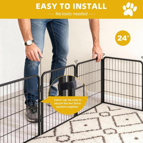 Dog Playpen for Indoor,Outdoor,Yard,RV Camping,24 inch 8 Panels Dog Play Pen,Heavy Duty Metal Dog Gate,Anti-Rust Coating Dog Fence Exercise Pen for Puppy and Small Dogs