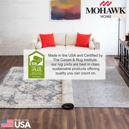 Mohawk Home 2' x 4' Non Slip Rug Pad Gripper 3/8 Thick Dual Surface Felt   Rubber Gripper - Safe for All Floors