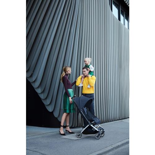 gb Pockit  All City, Ultra Compact Lightweight Travel Stroller with Front Wheel Suspension, Full Canopy, and Reclining Seat in Night Blue
