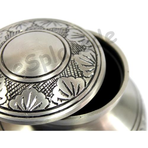 eSplanade Brass Cremation Urn Memorial Jar Pot Container | Medium Size Urn for Funeral Ashes Burial | Engraved Metal Urn | Pewter - 6 Inches