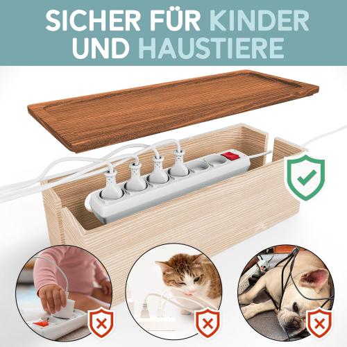 NATURE SUPPLIES Set of Two Natural Wood Cable Management Box, Large and Medium Cord Organizer to Hide Wires and Power Strips for TV, Desk, Computer, Router, Cable Storage and Cord Organization