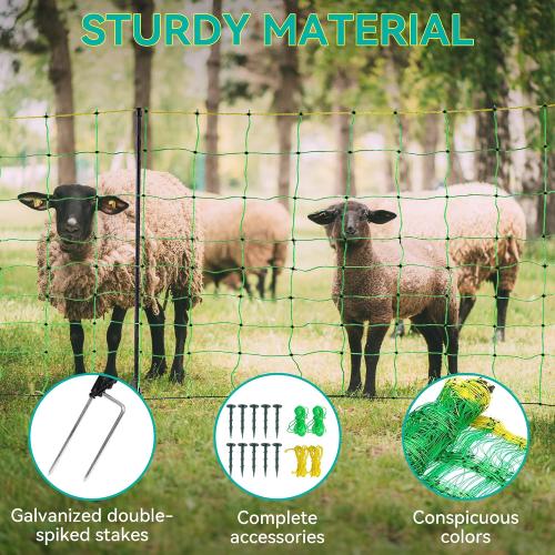 Electric Fence Netting -  Portable Movable Livestock Nets Mesh for Goats, Sheep, Hogs, Dog, All-Purpose Electric Fencing for Backyards, Homesteaders, Farms Ranches, and Gardens
