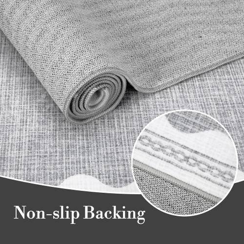 Scalloped Washable Rugs for Living Room, Solid Grey 6x9 Area Rugs for Bedroom Girls, Non Slip Scalloped Rug with Rubber Back, Soft Dorm Nursery 6x9 Rugs for Dining Room