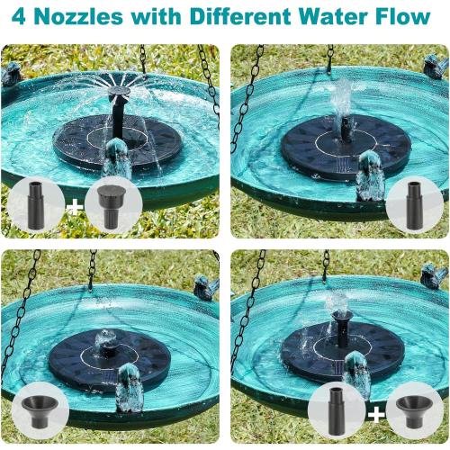 Size 14.9 Color Blue  Hanging Solar Bird Bath Fountain, 14.9inch Diameter Durable Green Metal Bird Bath Bowl with Solar Powered Pump & 4 Water Spray Nozzles for Outdoor Garden Backyard Patio Lawn