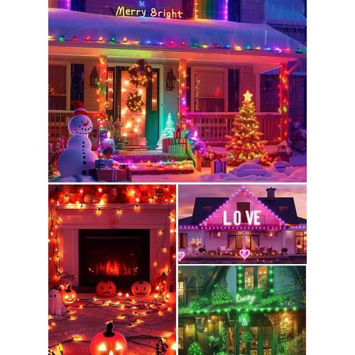 Brightown Smart C9 Christmas Lights Outdoor, 100 LED Christmas Color Changing Fairy Lights App Control, Music Sync, RGB, Shatterproof Connectable C9 String Lights for Tree House Indoor Xmas Decor
