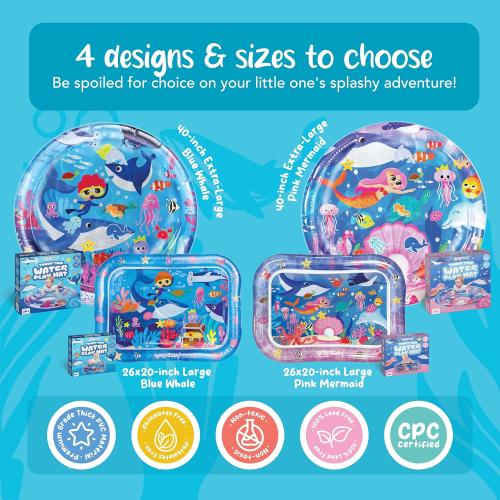 Tummy Time Water Mat for Babies - Xtra Large Sensory Baby Water Mat for Tummy Time & Motor Development - Leak-Proof Water Pad, Durable Infant Water Play Mats for Baby Boys & Girls 3 Months