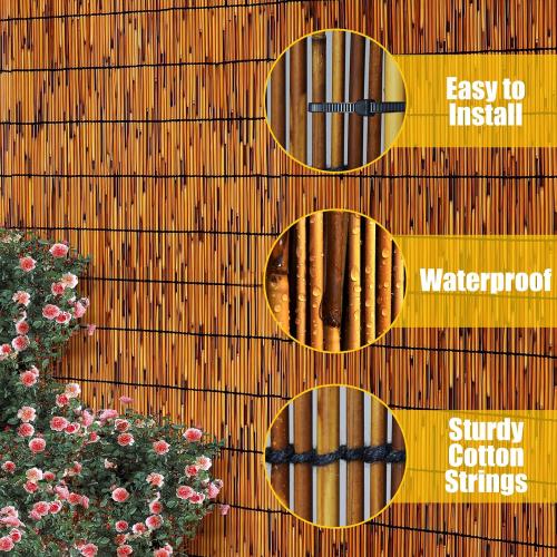Natural Reed Fencing,4FT X 16.4FT Reed Screen Balcony Reed Fence Bamboo Screen Fencing for Outdoor Backyard Patio（Brown）