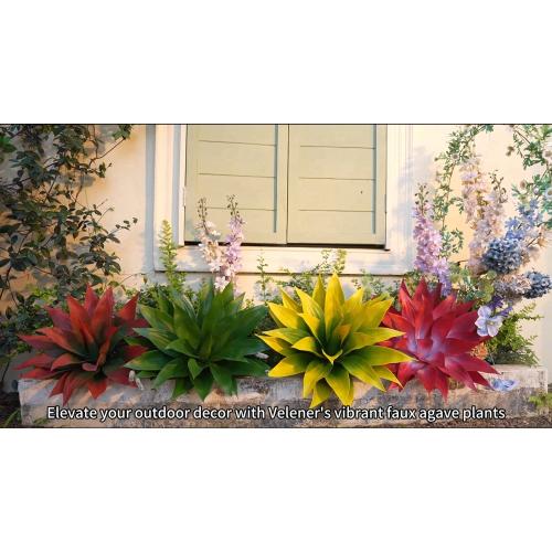 Velener Artificial Agave Plant Set,18 Inch, Faux Aesthetic Plants for Home Decor, Realistic UV Resistant Fake Agave Plants Without Pot, Set of 2