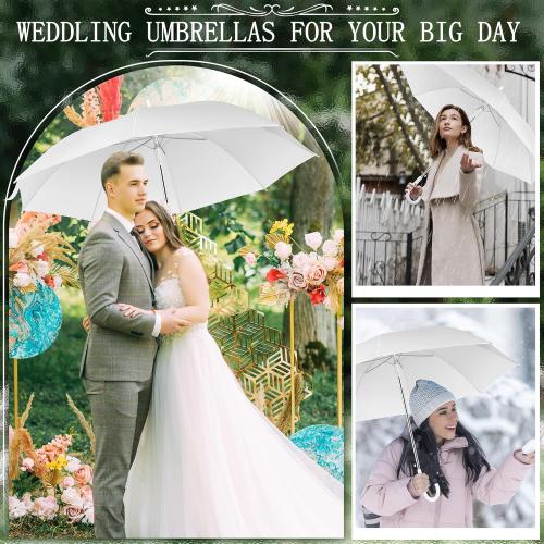 8 Pack Wedding Umbrella Bulk, Windproof Large Rain Umbrella, Strong Fiberglass Frame, Auto Open Wedding Umbrellas for Guests Bride Groom Photography Friend Gift