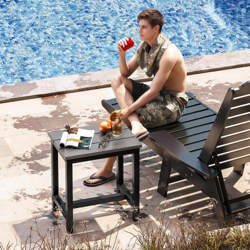 ODK Outdoor Side Tables Set of 2, Adirondack Patio End Table with Weather-Resistant Waterproof Top for Hot Tub Garden, Balcony, Poolside, 2PCS, Grey