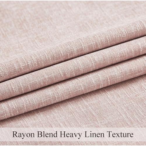 Central Park Pink Full Blackout Curtain with Liner Heavy Linen Texture Thermal Insulated Energy Efficient Window Treatment Drapes 84 Inches Long with Grommet for Bedroom, Rose Pink, 50x84, 2 Panels