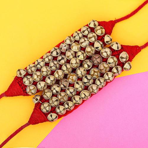 Dancing Bells Ghungroo Pair Indian Classical Dance Accessories with Colored Cushion Pad Best Dance Metal Brass Anklets Bells Ghunghroo Pad (Red, Triple Line)