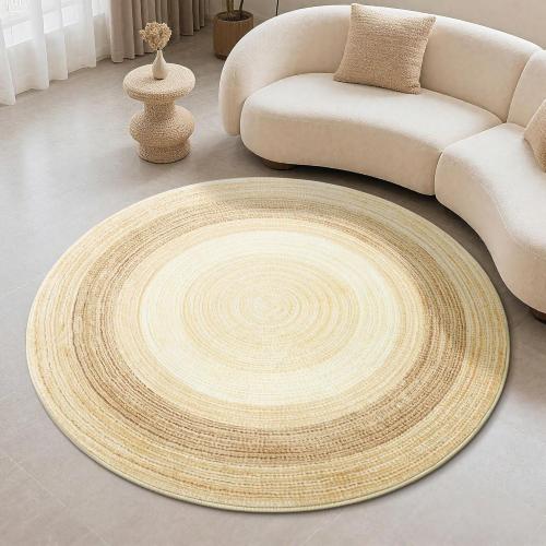 Carvapet 5 ft Round Washable Rug, Imitation Jute Low Pile Circle Carpet with Non Slip Rubber Backing, Foldable Stain Resistant Area Rug for Living Room Bedroom Office Bathroom