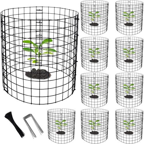 Adnee 10 Packs Wire Plant Protector from Animals - 12 H X 12 D Metal Mesh Plant Cage Covers - Sturdy Garden Bunny Barricades Chicken Wire Cloche for Plants Shrubs Vegetables Flowers