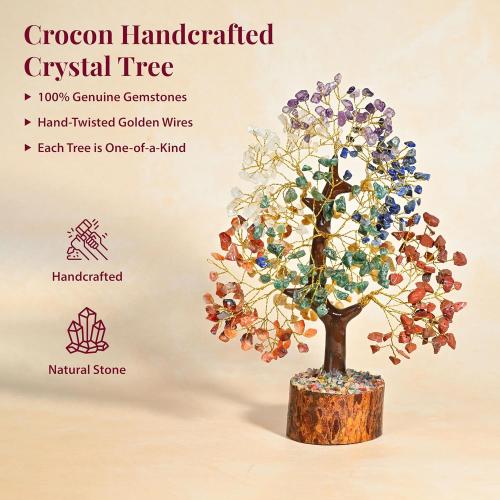 Crocon® 7 Chakra Crystal Tree of Life, Crystals & Healing Stones 10-12 inch