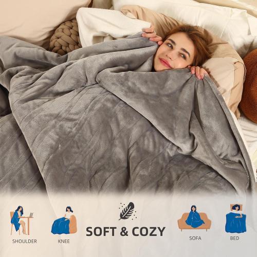 ESTINGO Heated Blanket Full Size, 72x84 Electric Blanket with 6 Heating Levels & 1-10 Hours Adjustable Timer, Fast Heating Blanket with ETL & FCC Certification, for Full Body, Light Gray