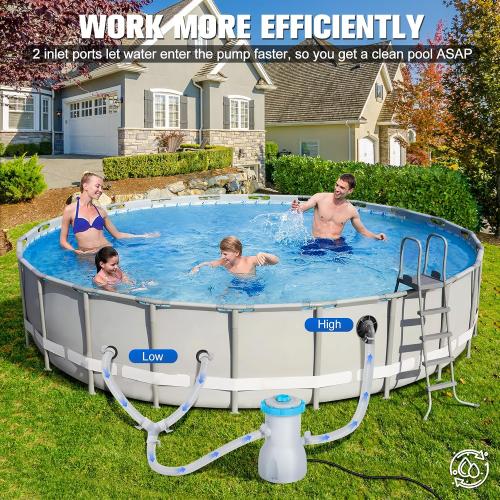 LuxBlue 800 GPH Above Ground Pool Filter Pump, Energy-Saving Pool Cartridge Filter Pump | Dual Action: Accelerate Water Flow & Capture Debris Quickly - Improve Water Clarity | Easy to Setup & Maintain