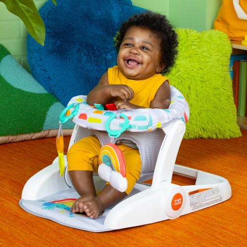 Bright Starts Learn-to-Sit Baby Floor Seat, 2-Positions Grow with Infant, Portable Baby Chair, Includes Sensory Toys, Unisex, 4-12 Months, Playful Paradise