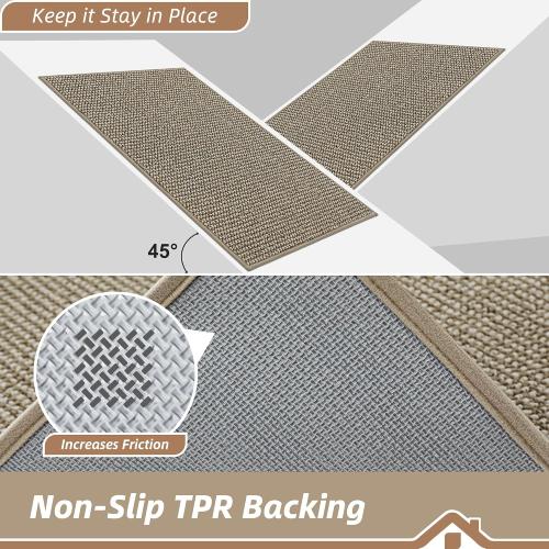 BEQHAUSE Dirt Trapper Door Mat 20 x 32, Non-Slip Washable Doormats Entrance Mat, Dirt Resistant and Absorbent Welcome Mat, Low Profile Floor Mats for Front Back Door and Entryway, Light Beige