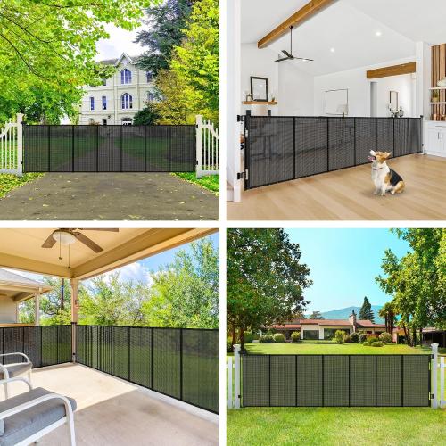 200 Retractable Baby Gates Extra Wide Dog Gates for Doorways, 48 Extra Tall Pet Gate Retractable Dog Gate, Long Baby Gate Retractable Fence Outdoor, Driveway Gate Retractable Garage Gate, Black